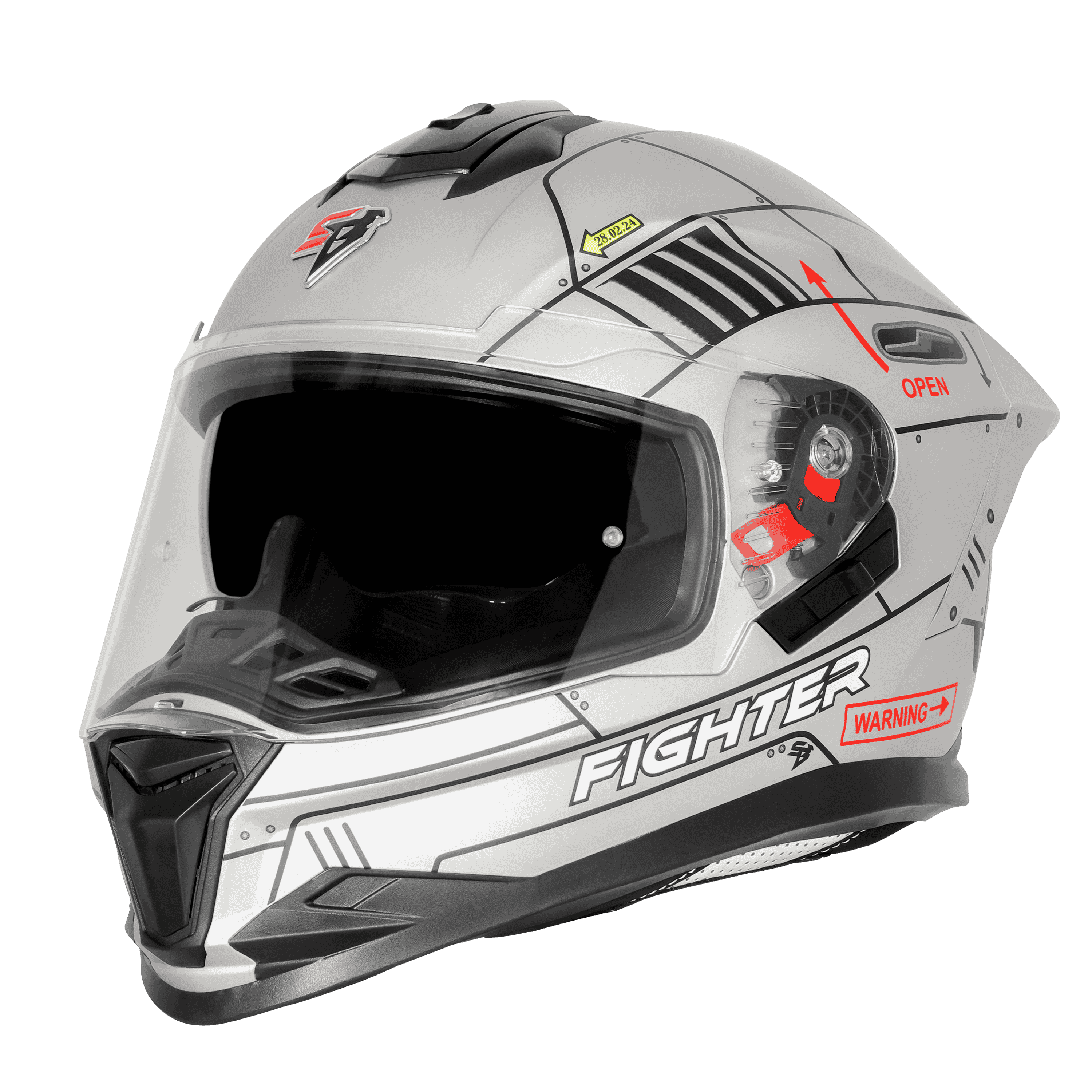 SBH-57 ISS FIGHTER F6 GLOSSY SILVER WITH BLACK 